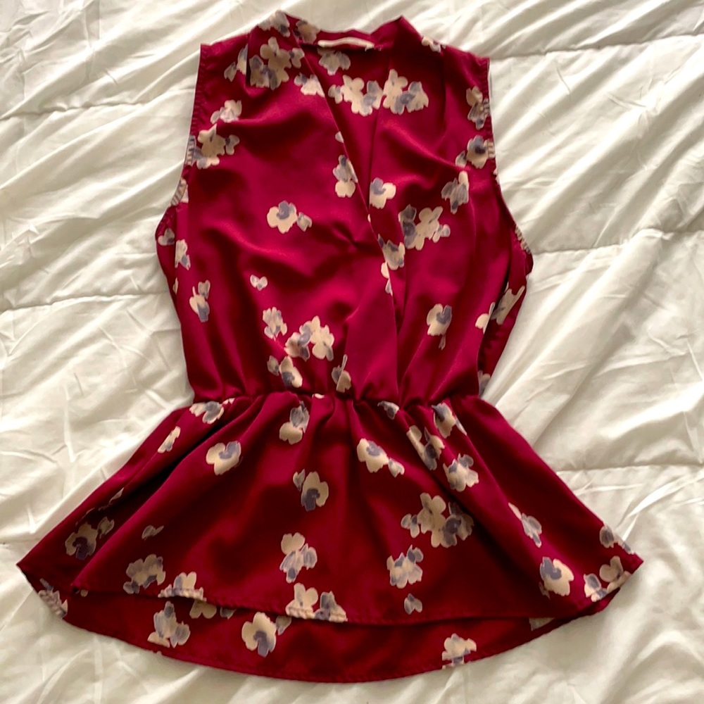 Modcloth burgundy wrap, peplum top